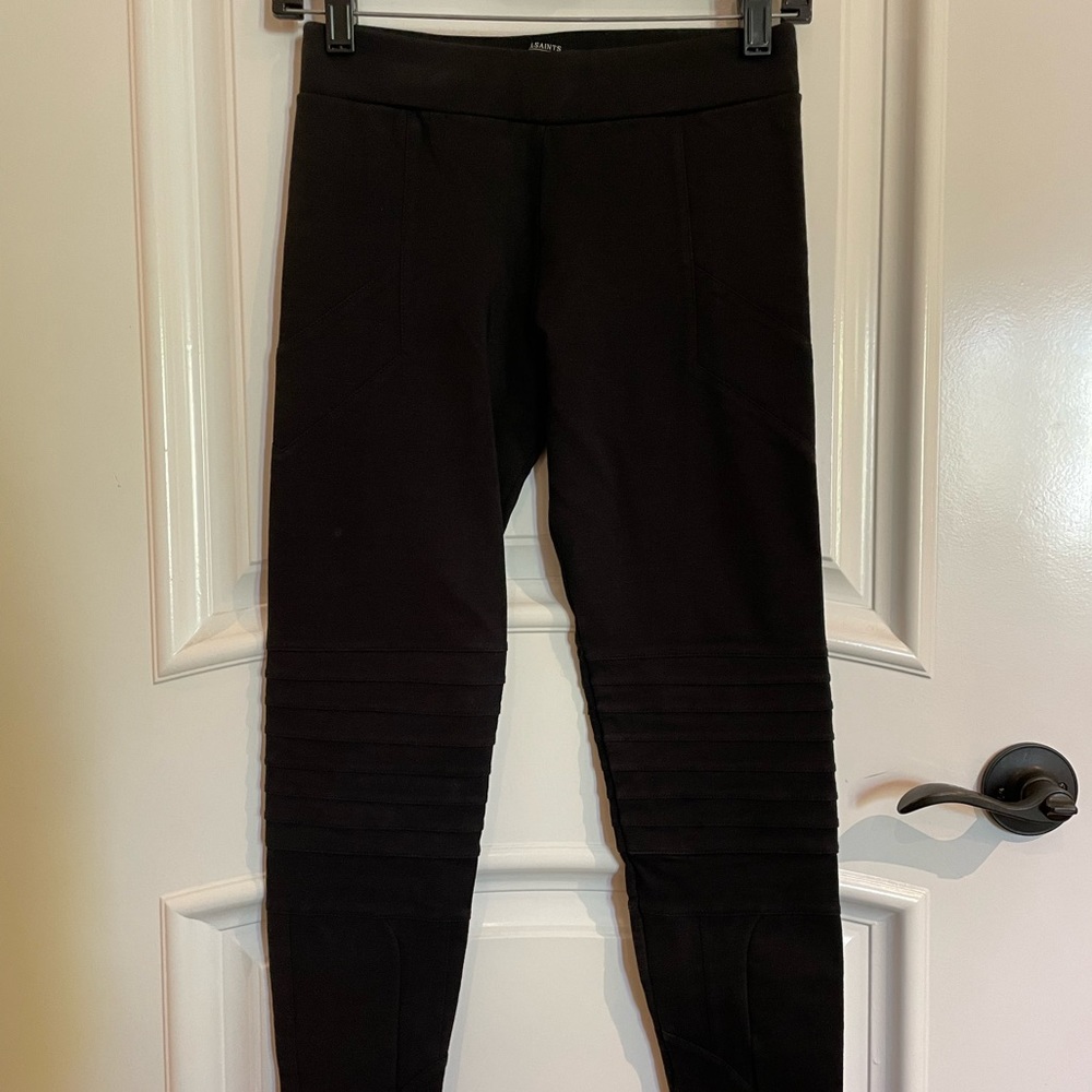 Allsaints Black Ridley Moto Leggings (Size 4)